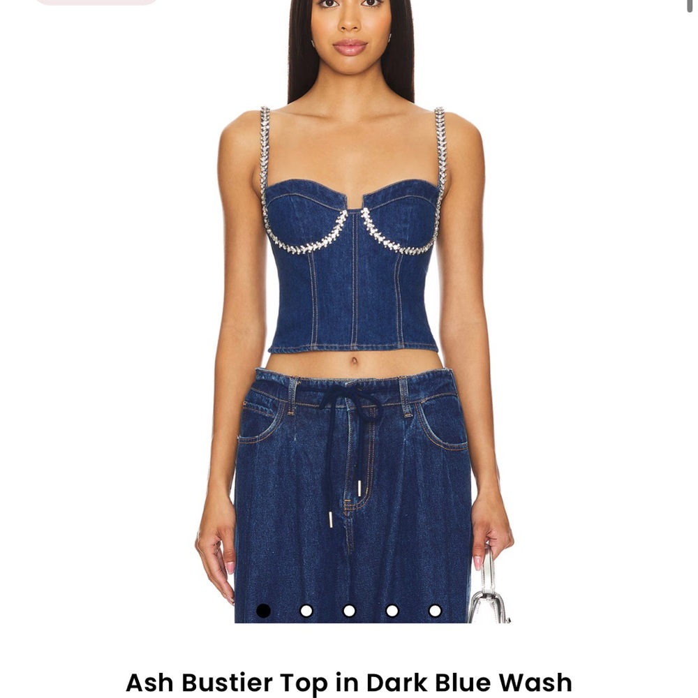Ash Blue Embellished Sleeveless Bustier Crop Top